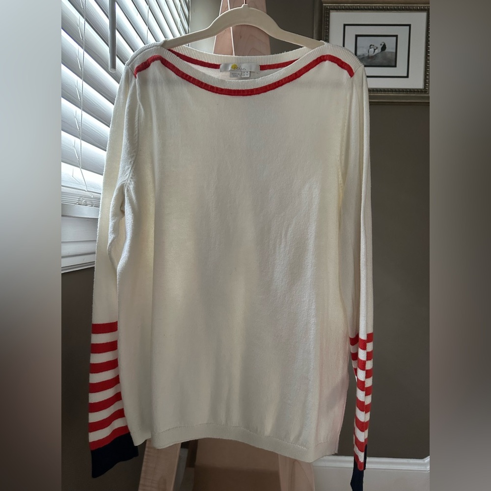 Red and White Striped Women's Sweater